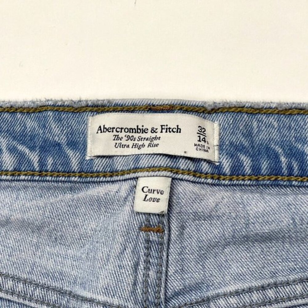 Abercrombie Fitch Ultra High Rise 90s Straight Curve Women 32 14 Vintage Denim - Picture 10 of 13